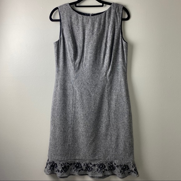 Loft Dress Wool Silk Blend Ruffle Hem - Picture 3 of 5